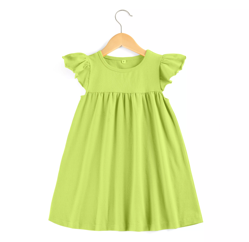 Girl's Super Soft Green Flutter Sleeve Dress Sugar-N-Spice-Kids-Boutique Girl's Super Soft Green Flutter Sleeve Dress Sugar-N-Spice-Kids-Boutique