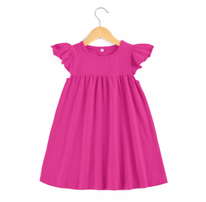 Girl's Super Soft Purple Flutter Sleeve Dress