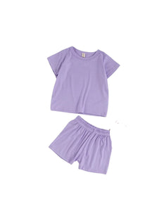 Girl’s Purple Cotton Stretchy Two-Piece Set