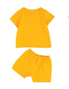 Girl’s Yellow Cotton Stretchy Two-Piece Set