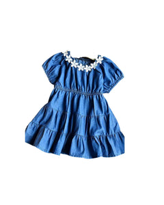 Girl's Super Soft Puff Sleeve Denim Dress