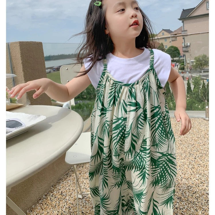 Green and white romper